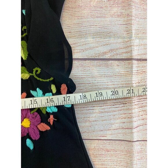 Judith March Women's Black Embroidered Short Sleeve Mini Dress - Small - Picture 9 of 12